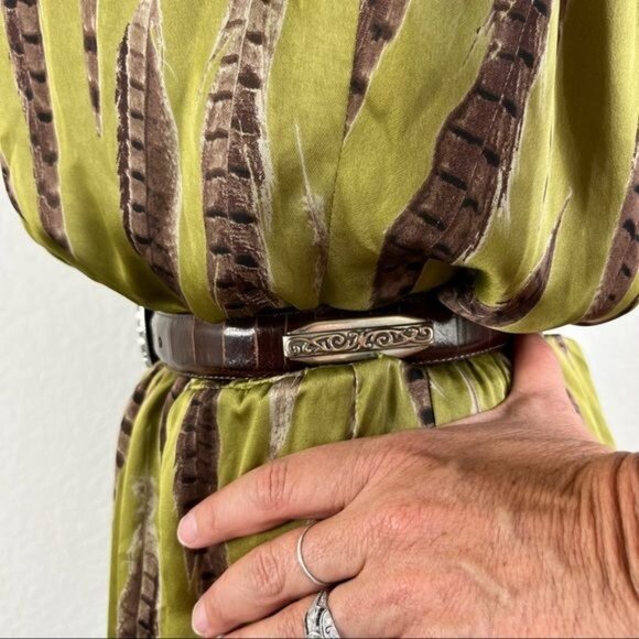 Brighton Leather Croc Embossed Silver Engraved Leather Belt main image 8